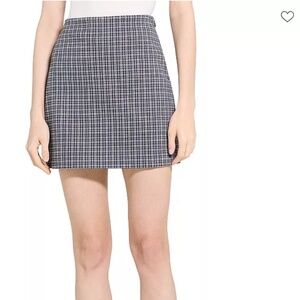 Theory The Mini Check Blue and Grey Mini Skirt